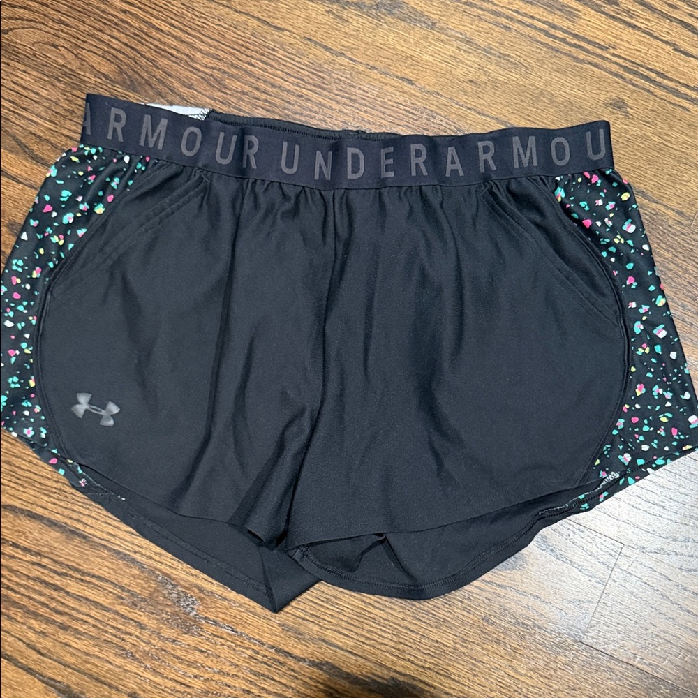 Under Armour Women's Black Shorts with Colorful Accents